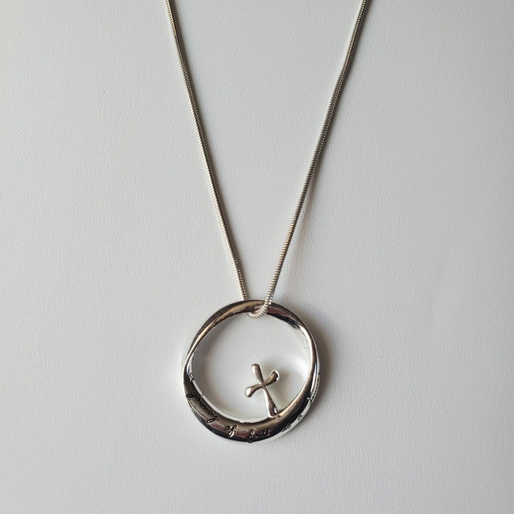 925 Sterling Silver Mobius Cross Pendant Necklace 18 Inch Snake Chain Journey